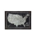 Urban Trends Collection Wood Rectangle Panel Giclee Print of Map USA with Frame Black 39341